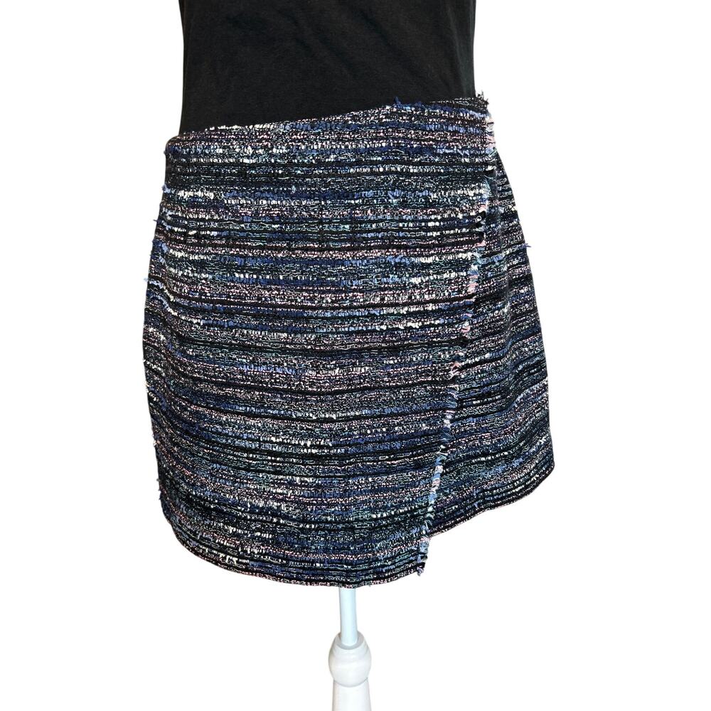 Diane Von Furstenberg | Blue/Black/Pink Boulc/Tweed A Line Faux Wrap Skirt | 12